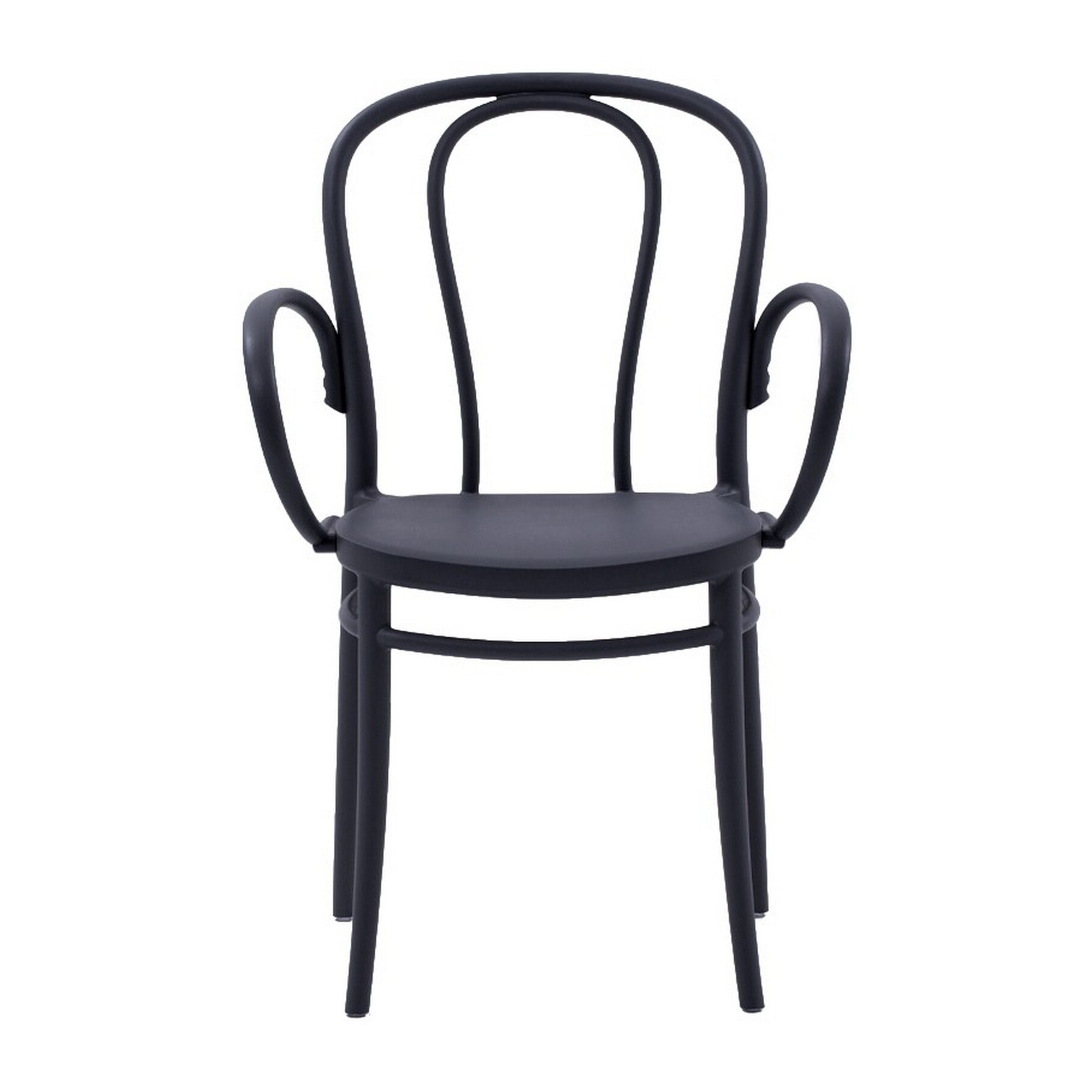 Set di 4 sedie NEWCASTLE in polipropilene antracite con braccioli, impilabili