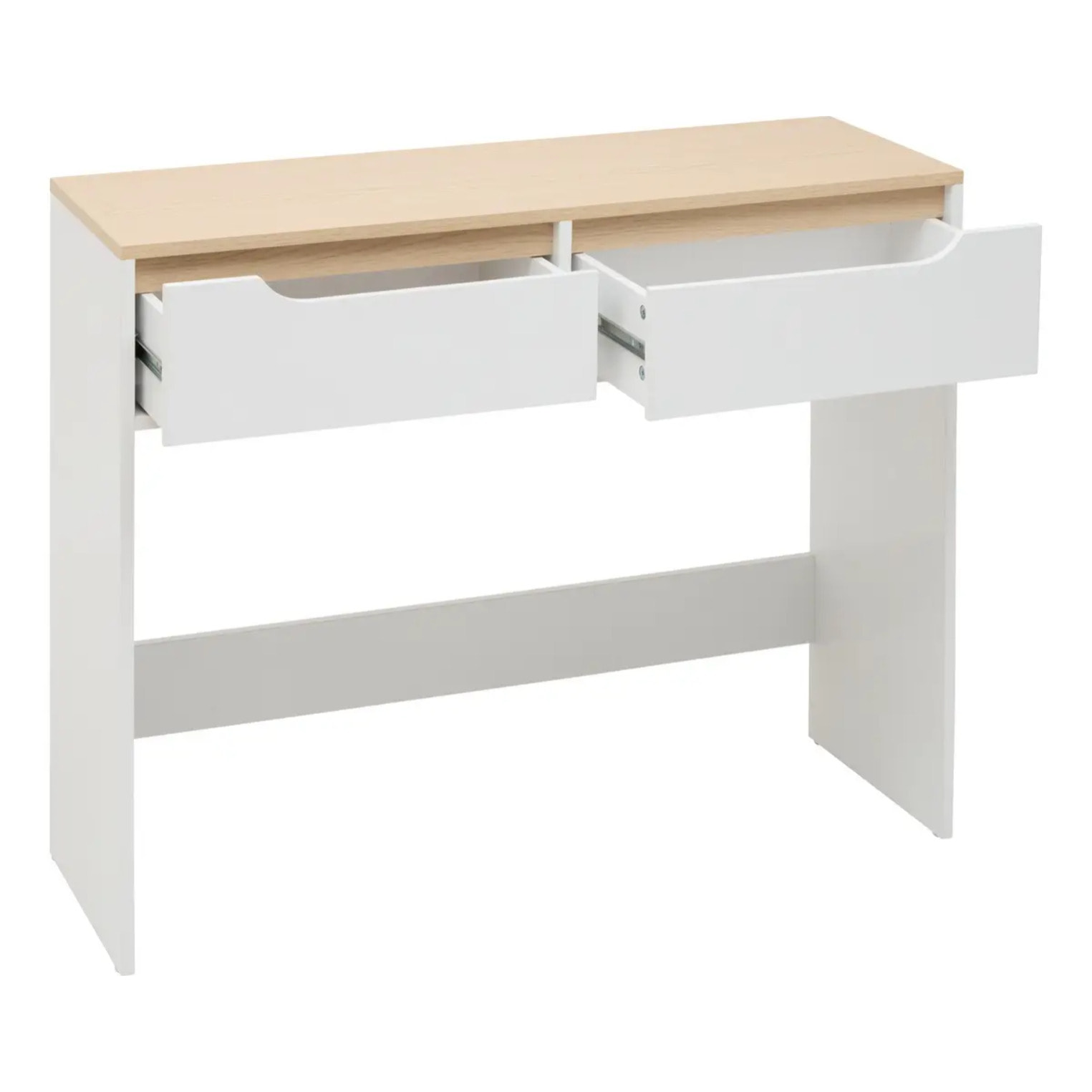 Console Luma rectangulaire 34x100cm 2 tiroirs blanc