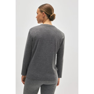 Maglietta termica in pile con stile sportivo color antracite