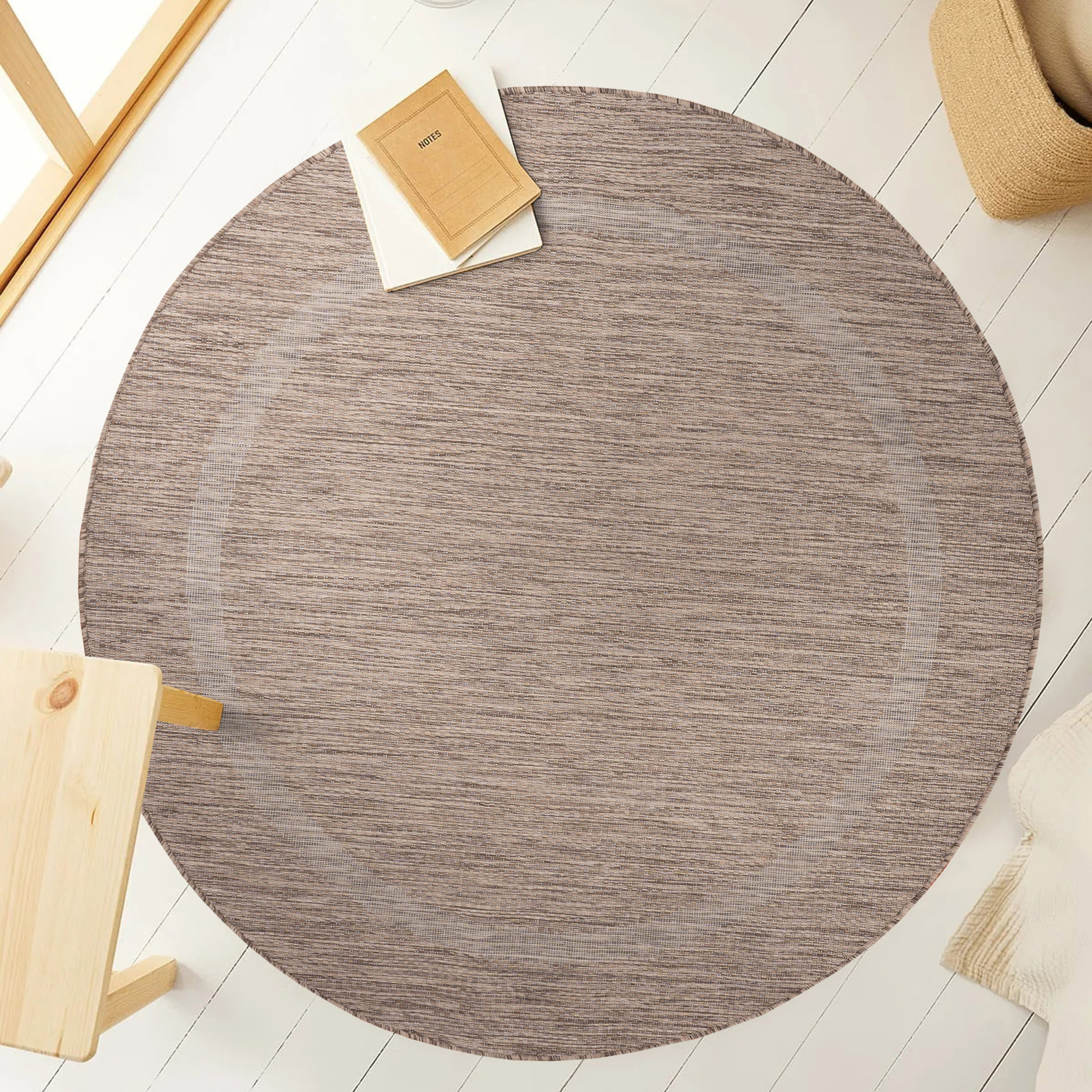 FARO - Tapis rond intérieur extérieur à motif Marron