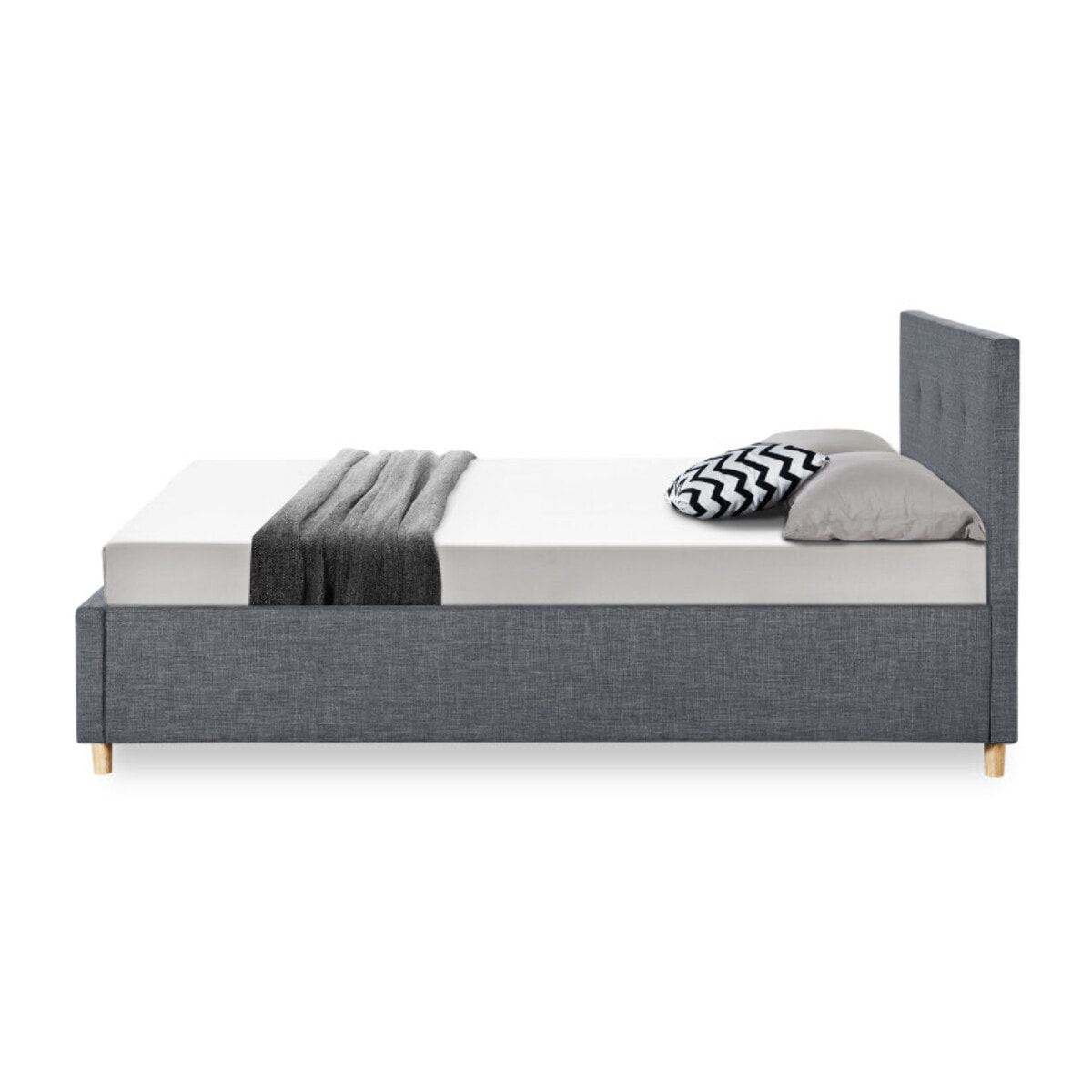 Lit coffre Mala tissu gris