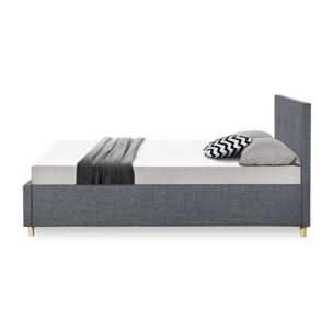 Lit coffre Mala tissu gris