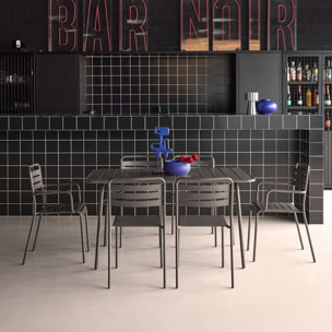 Table de jardin pliante métal + 6 assises AMÉLIA