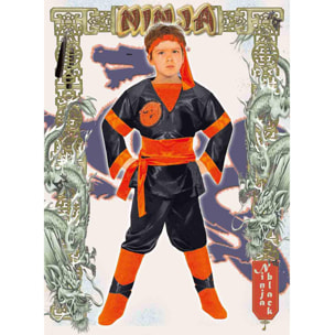 Costume Travestimento Carnevale Dragon Ninja Shaolin Nero Bambino