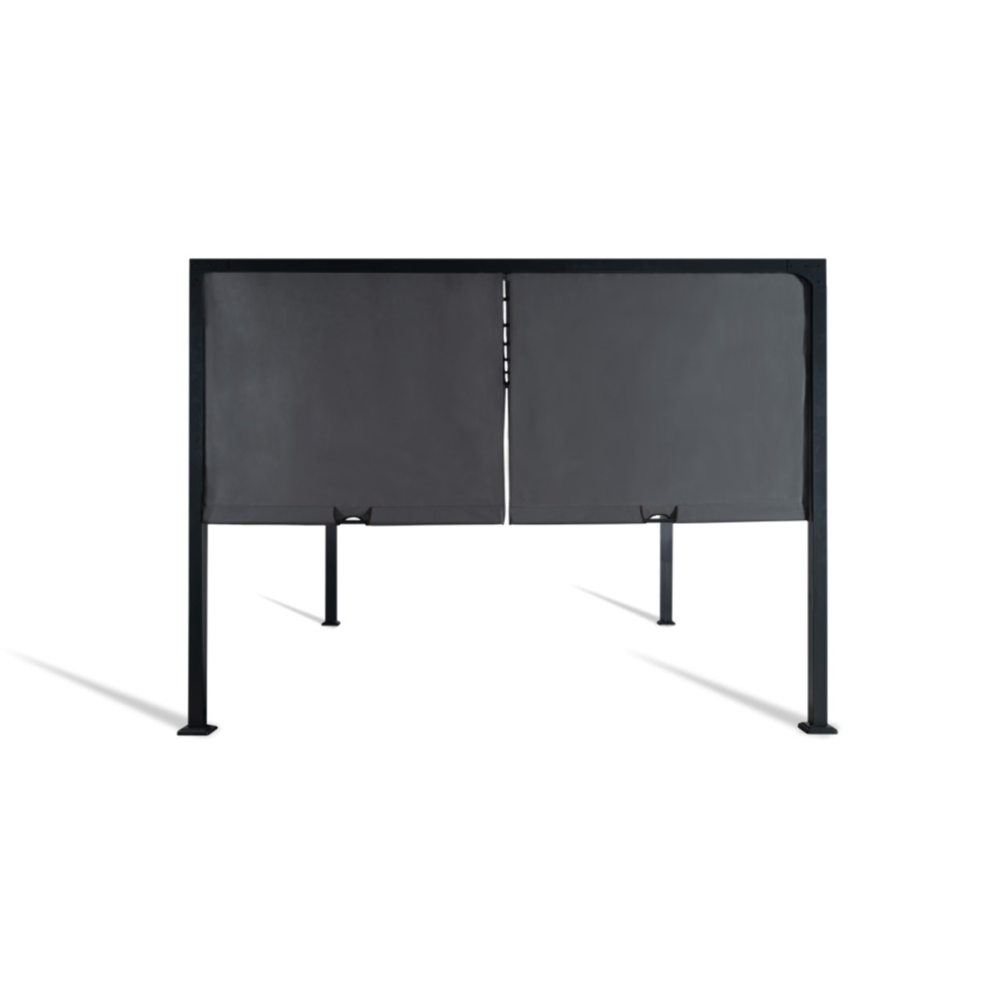 Pergola 3x4m + 2 toiles latérales coulissantes grises