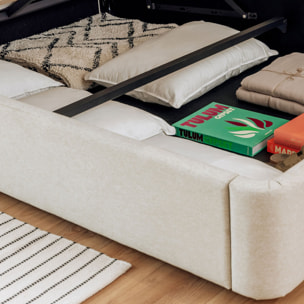 Lit Coffre tissu beige - Hypnia