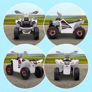 Quad Eléctrico para Niños 6V, Quad para Niños de 18-36 Meses con Avance y Retroceso, Velocidad de 2,5 km/h, Blanco