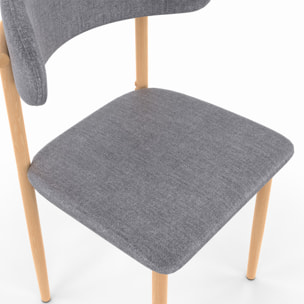 Chaises Callisto en tissu gris et pieds métal - lot de 6