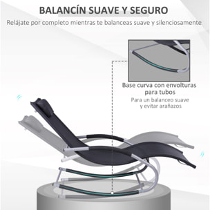 Tumbona Mecedora de Jardín con Almohada Sillón Tumbona Ergonómica de Exterior