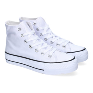 Zapatilla Abotinada de Mujer, Comoda, con Material de Lona, Estilo Bamba