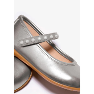 Ballerine da bambina con perle argentate metallizzate