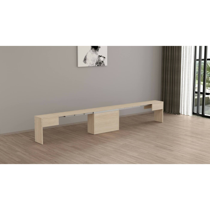 Panca Yutu, Seduta per tavolo da pranzo, Panca singola allungabile, 290x25h45 cm, Olmo