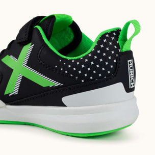 Zapatilla Deportiva Infantil en Negro y Verde con Cordones Elásticos MUNICH RONDITO KID ELASTIC LACES 20
