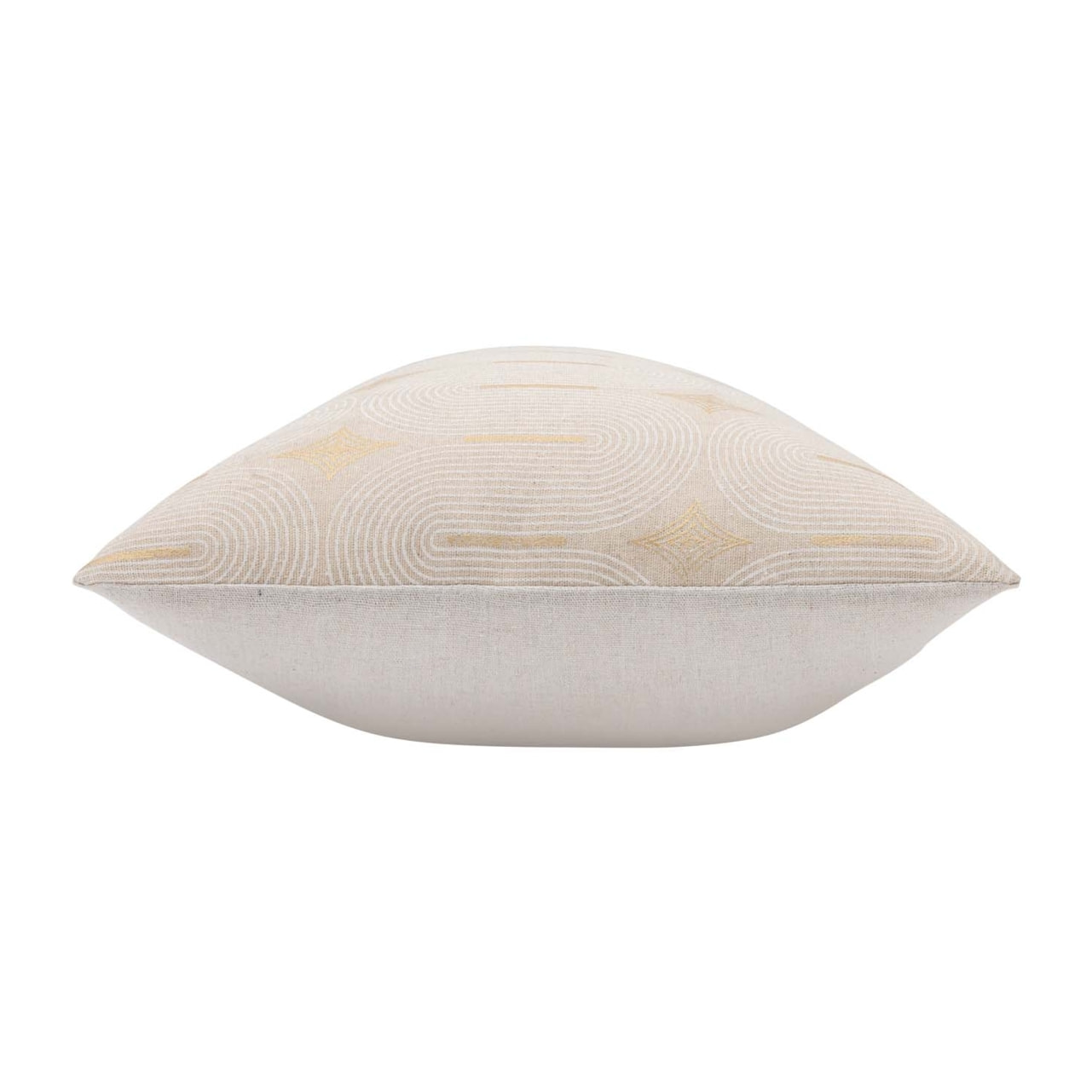 Coussin déhoussable en polycoton à imprimé métallisé - Beige