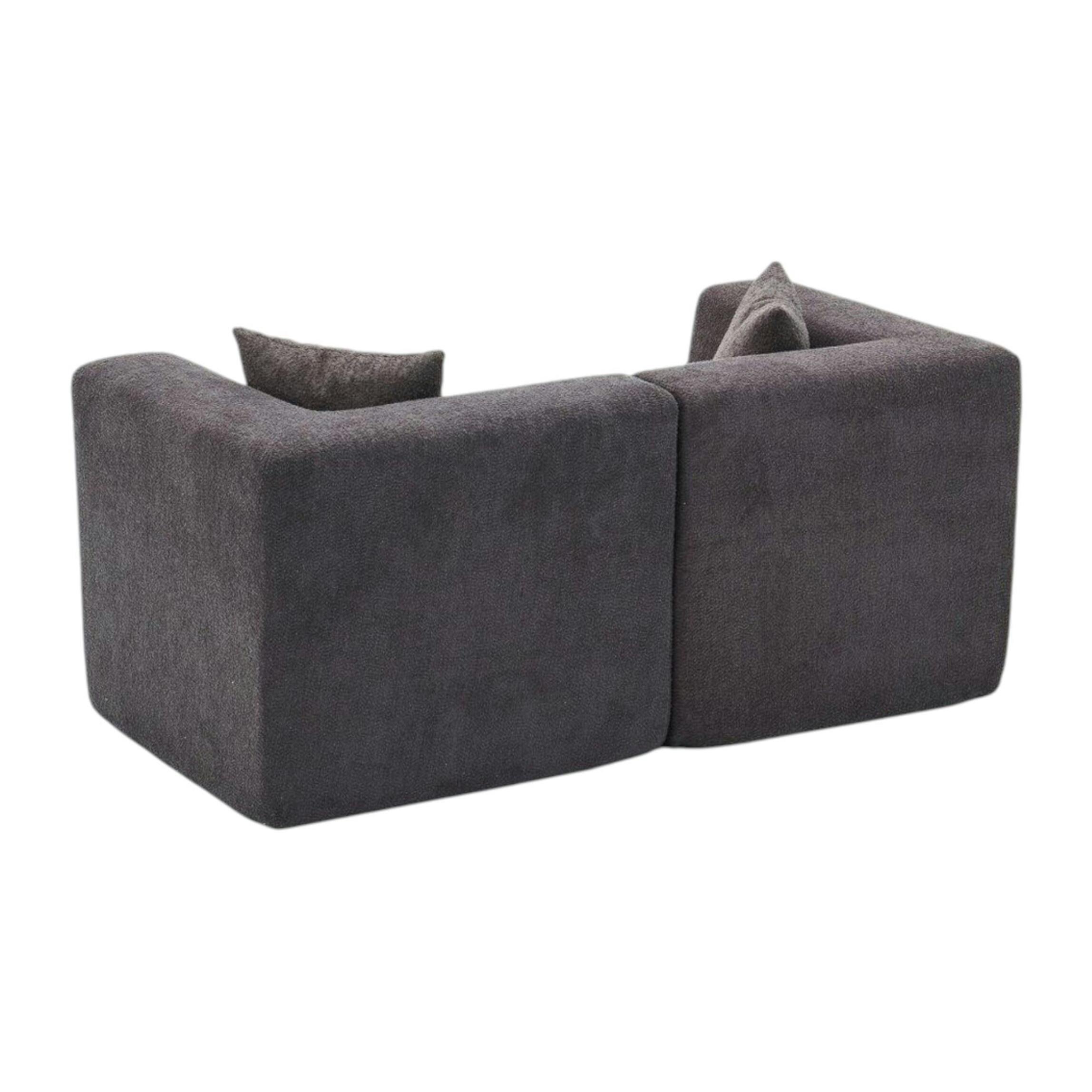 Canapé 2 places compact anthracite tissu chenille PLOVIA