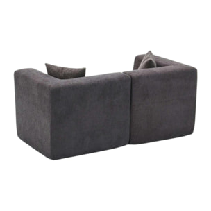 Canapé 2 places compact anthracite tissu chenille PLOVIA