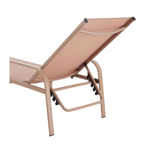 Lot de 2 Bains de soleil en métal avec accoudoirs "Farniente" - Marron