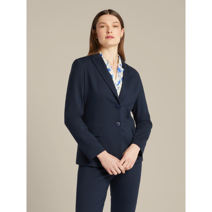 Elena Mirò - Blazer in punto Milano con collo a lancia - Blu