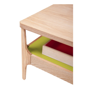 Tavolino da caffè Addison II in frassino con ripiano verde 120x60 cm