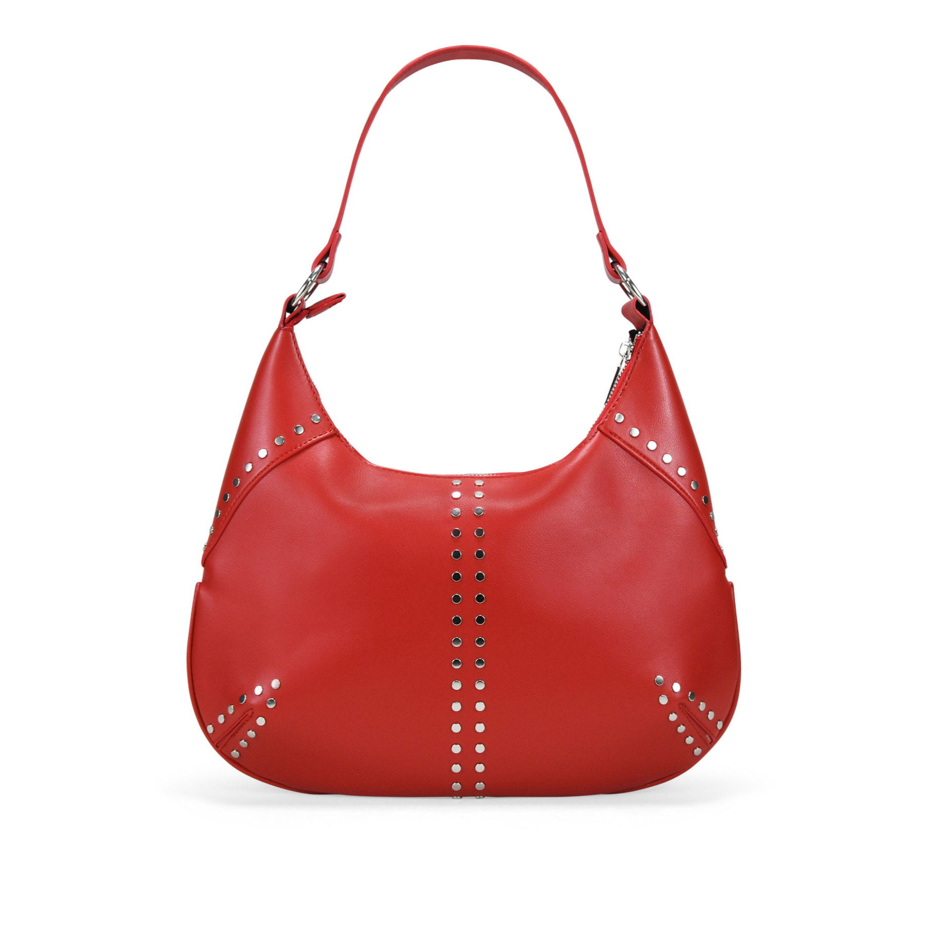 Bolso de hombro rojo con tachuelas