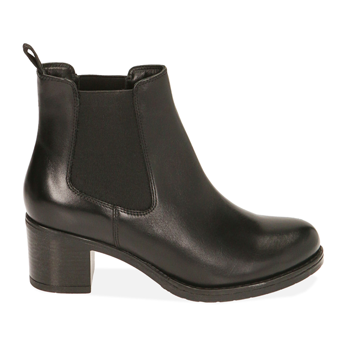 Chelsea boots neri in pelle, tacco 6 cm