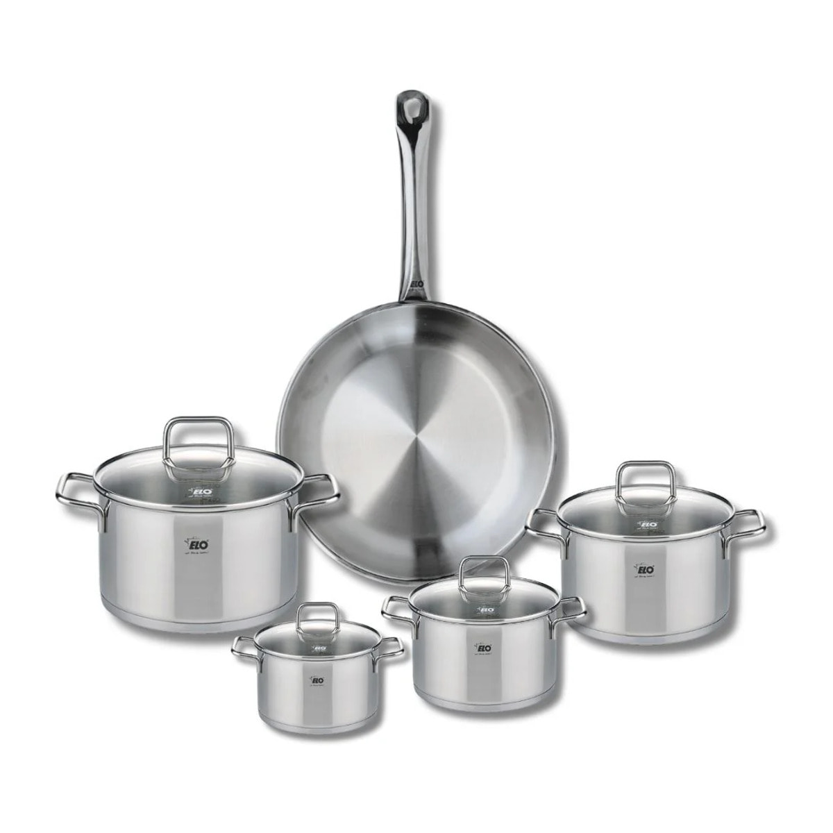 Ensemble de 1 Poêle de cuisson 28 cm et 4 faitouts 12, 14, 16 et 20 cm Elo Profi Citrin