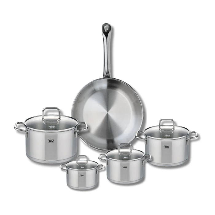 Ensemble de 1 Poêle de cuisson 28 cm et 4 faitouts 12, 14, 16 et 20 cm Elo Profi Citrin