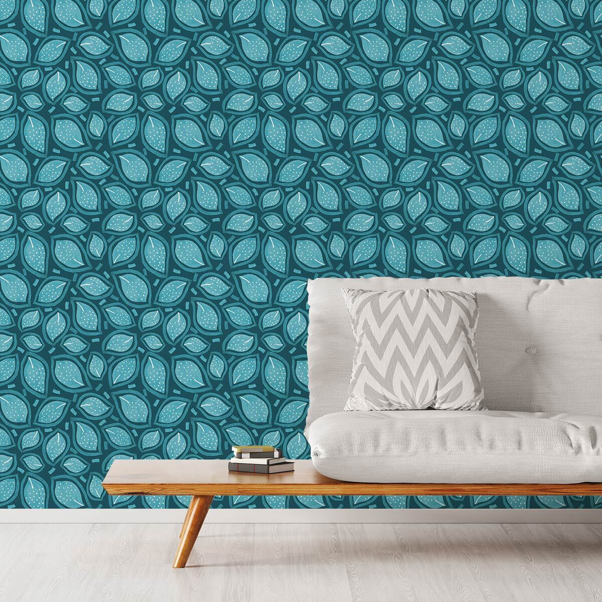 Papier peint turquoise éparse Intissé