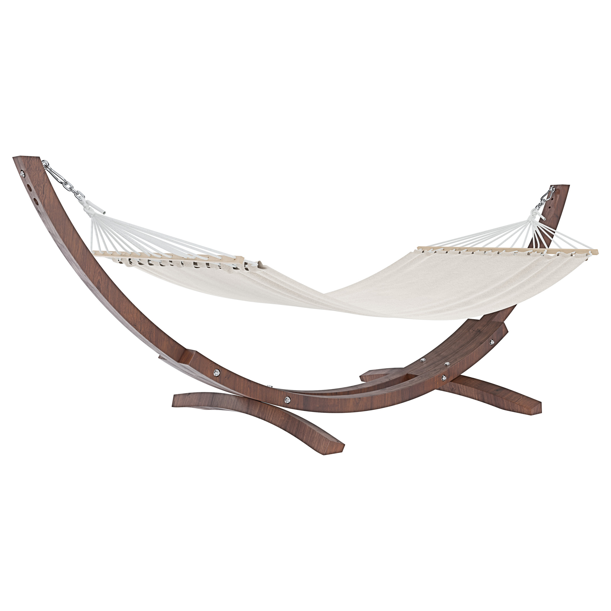 Amaca Da Giardino Supporto Legno Robusto Telo Cotone Resistente Portata Max 150 Kg Esterno Terrazzo Balcone Piscina Design 320 x 100 x 100 Cm Beige