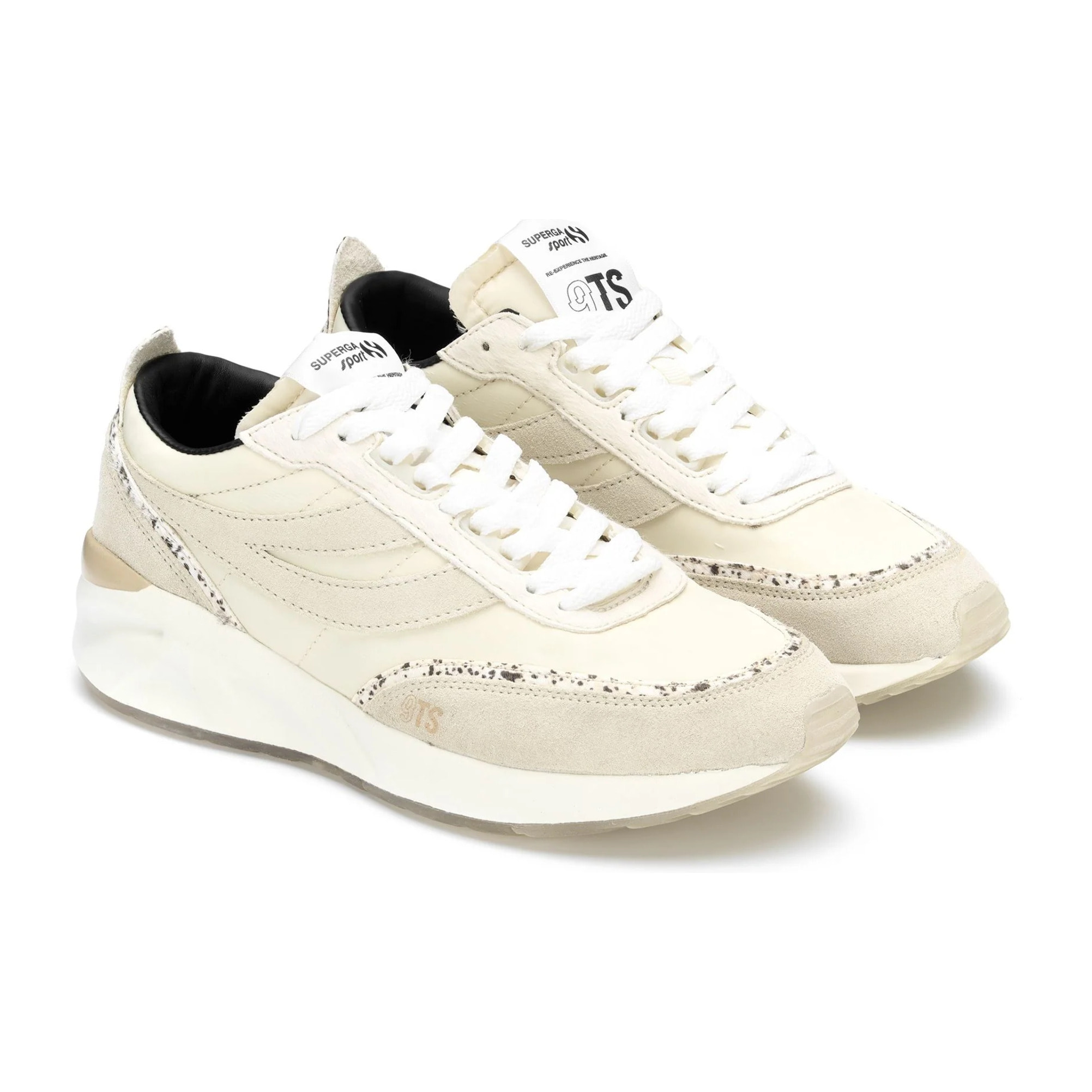 Sneakers Superga Uomo Donna Beige 4089 TRAINING 9TS SLIM CALFHAIR DETAILS