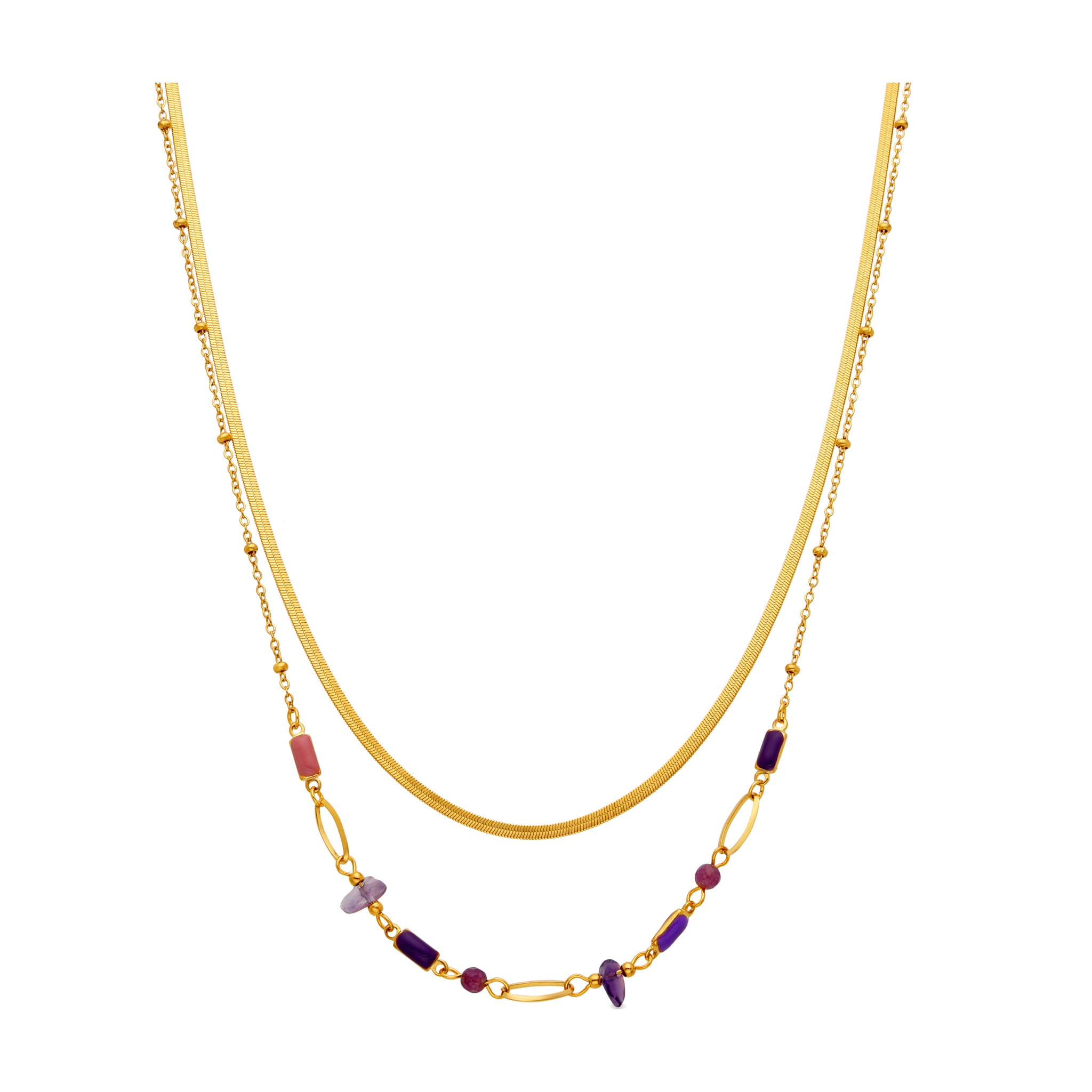 Collar con Lacado Multicolor acabado oro 18k