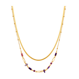 Collar con Lacado Multicolor acabado oro 18k