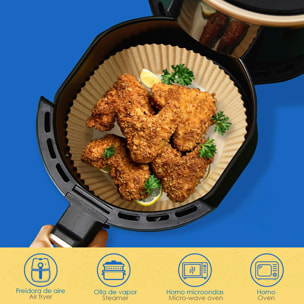 Carta da forno per friggitrice ad aria, 50 pezzi Rotondi Carta da forno antiaderente usa e getta non perforata per cuocere alla griglia Padella per microonde (20 cm)