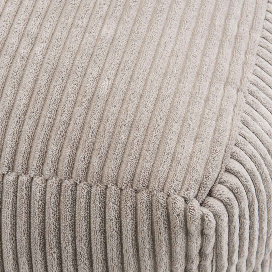 ALBANE - Pouf carré 57x57cm tissu velours côtelé gris perle