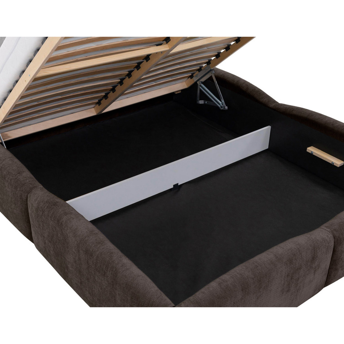 Carla - lit coffre - 160x200 cm - en velours texturé - sommier inclus - Marron