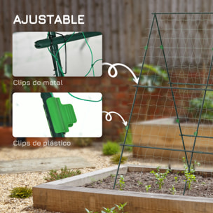 Enrejado de Jardín Triángulo Soporte para Plantas Trepadoras con Marco de Acero para Frutas Verduras Flores Decoración Exterior Patio Terraza 180x100x180 cm Verde