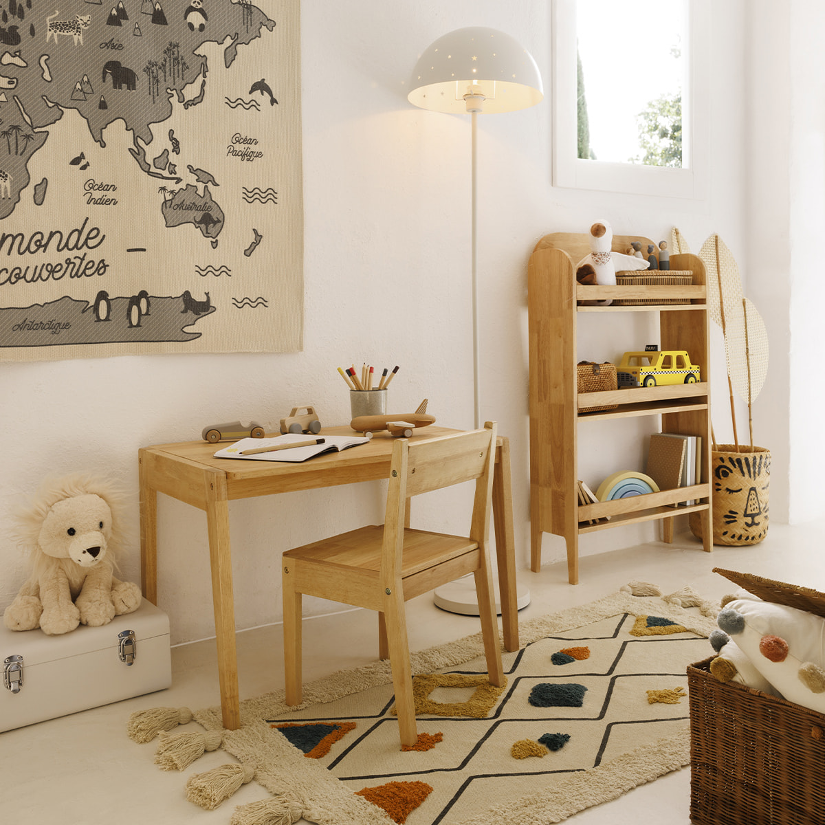 Lampadaire enfant "Champignon" - métal et cuivre - blanc - H150 cm
