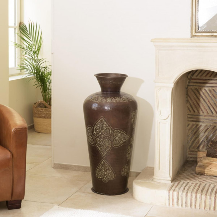 HONORE - Vase alu L40cm H85cm couleur cuivre foncé patine antique