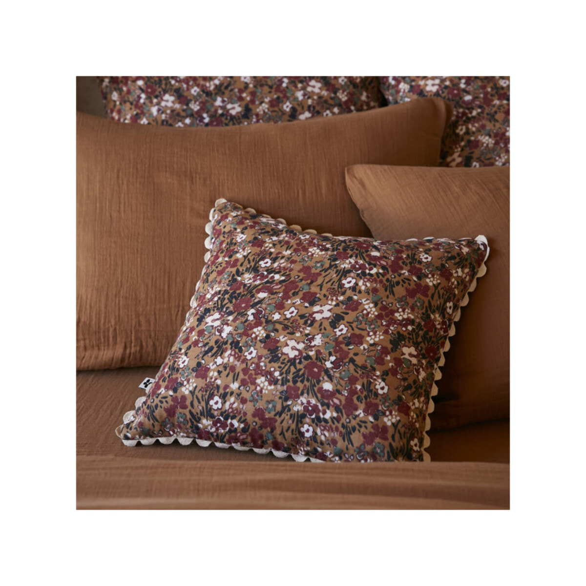 Lot de 2 Coussins 40 x 40 cm en Gaze de Coton avec Crochet - CAPUCINE