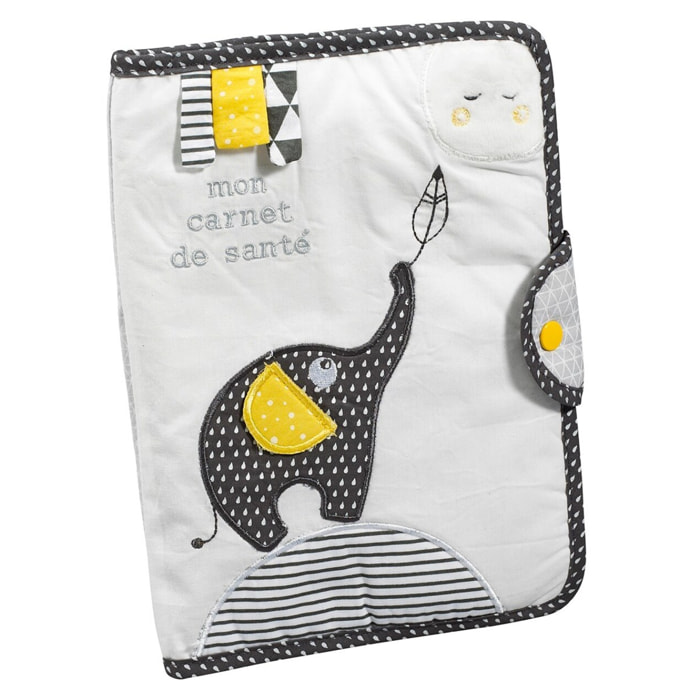 Protège carnet de santé en coton gris