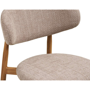 Eddie - lot de 2 tabourets en tissu texturé - pieds en acier effet bois - Bois / Beige