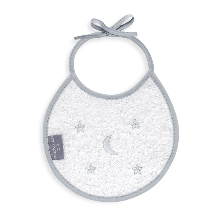 Pack 2 Baberos Don Algodon 20X20 Modelo Estrellas Luna Bco/Gris
