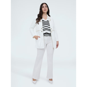Fiorella Rubino - Abrigo soft touch con cremalleras decorativas - Blanco