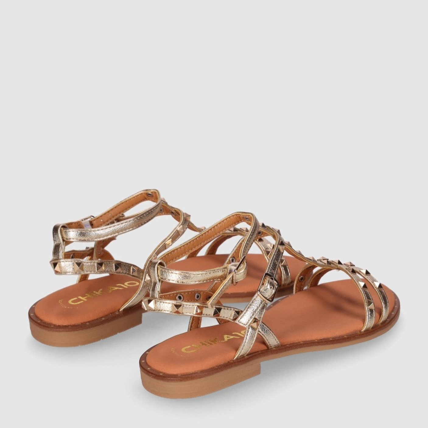 Sandalias - Oro - Tacón: Bajo