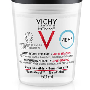 Vichy Homme Anti-Transpirant 48h - Anti-Traces  Roll-On 2x50 ml