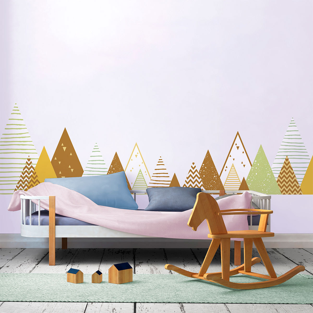 Stickers muraux enfants - Décoration chambre bébé - Autocollant Sticker mural géant enfant montagnes scandinaves LOUKA