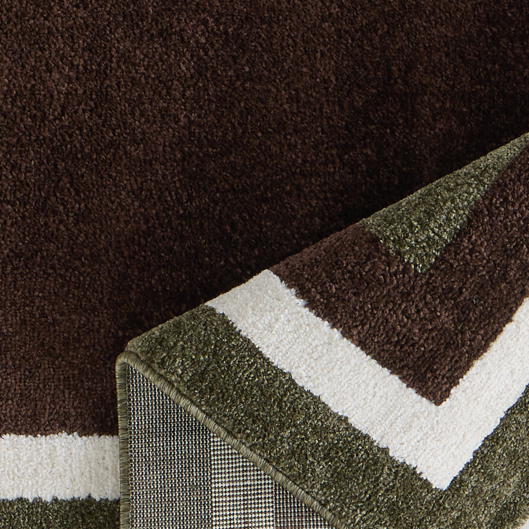 SANTAL - Tapis de salon marron à motif cadre rétro