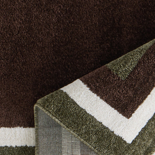 SANTAL - Tapis de salon marron à motif cadre rétro
