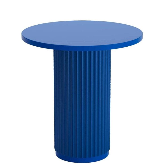 Table d'appoint ronde cannelée Pivoine, bleue