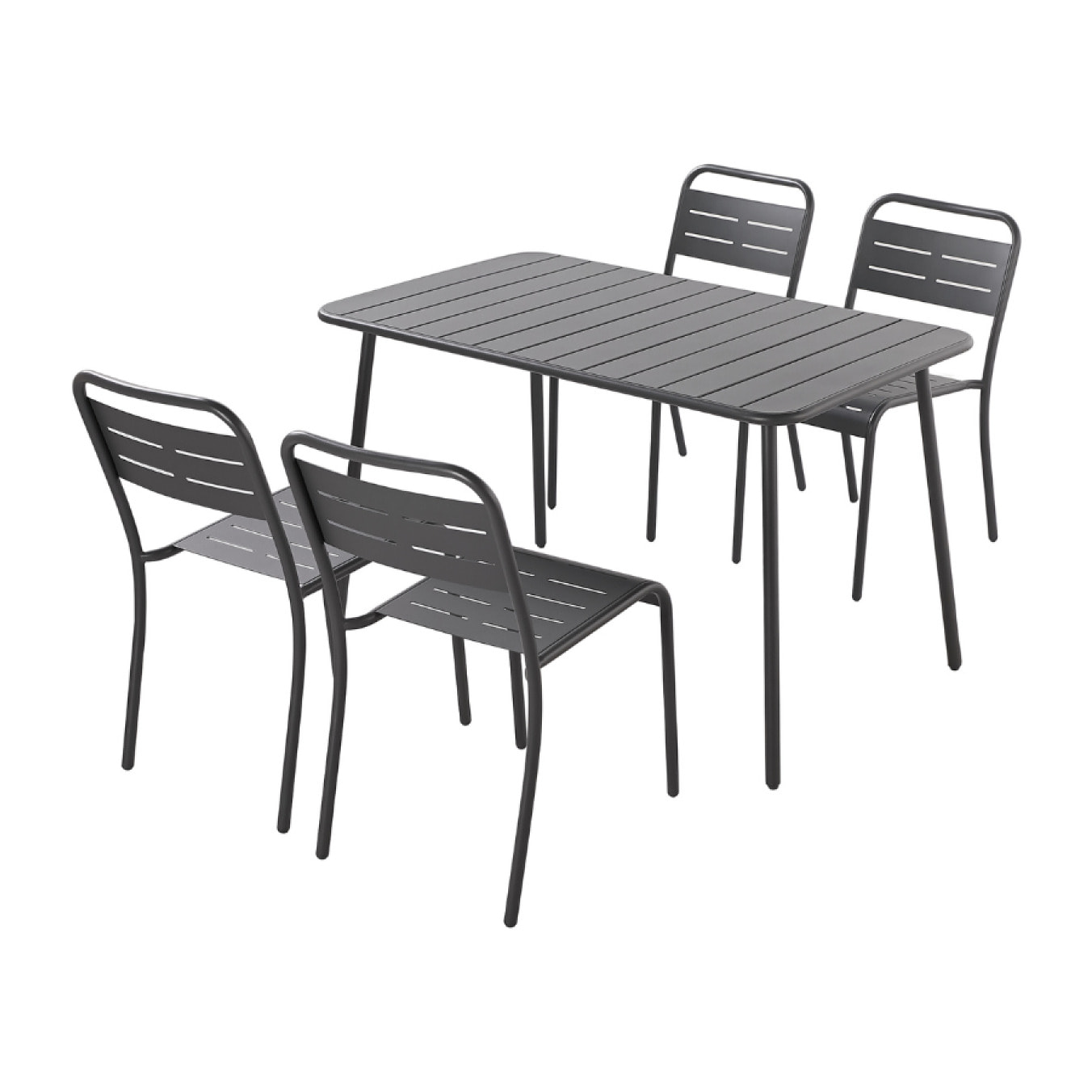 Ensemble table et chaises gris foncé 4/6 places  - EVORA